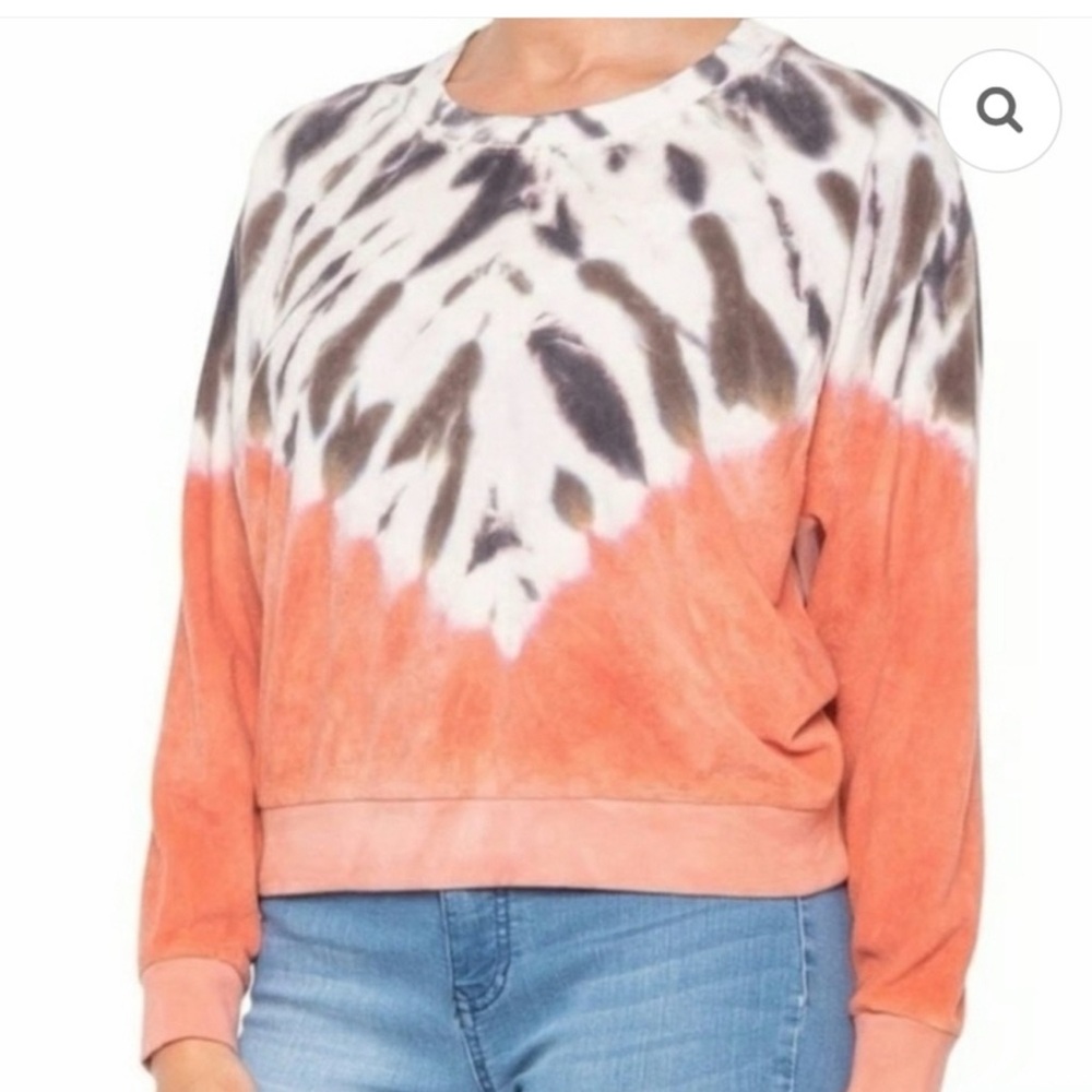 Young Fabulous & Broke Tie-Dye Sweatshirt - Coral and Charcoal